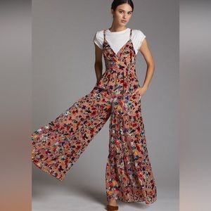Anthropologie x Hutch Floral Burnout Velvet Jumpsuit